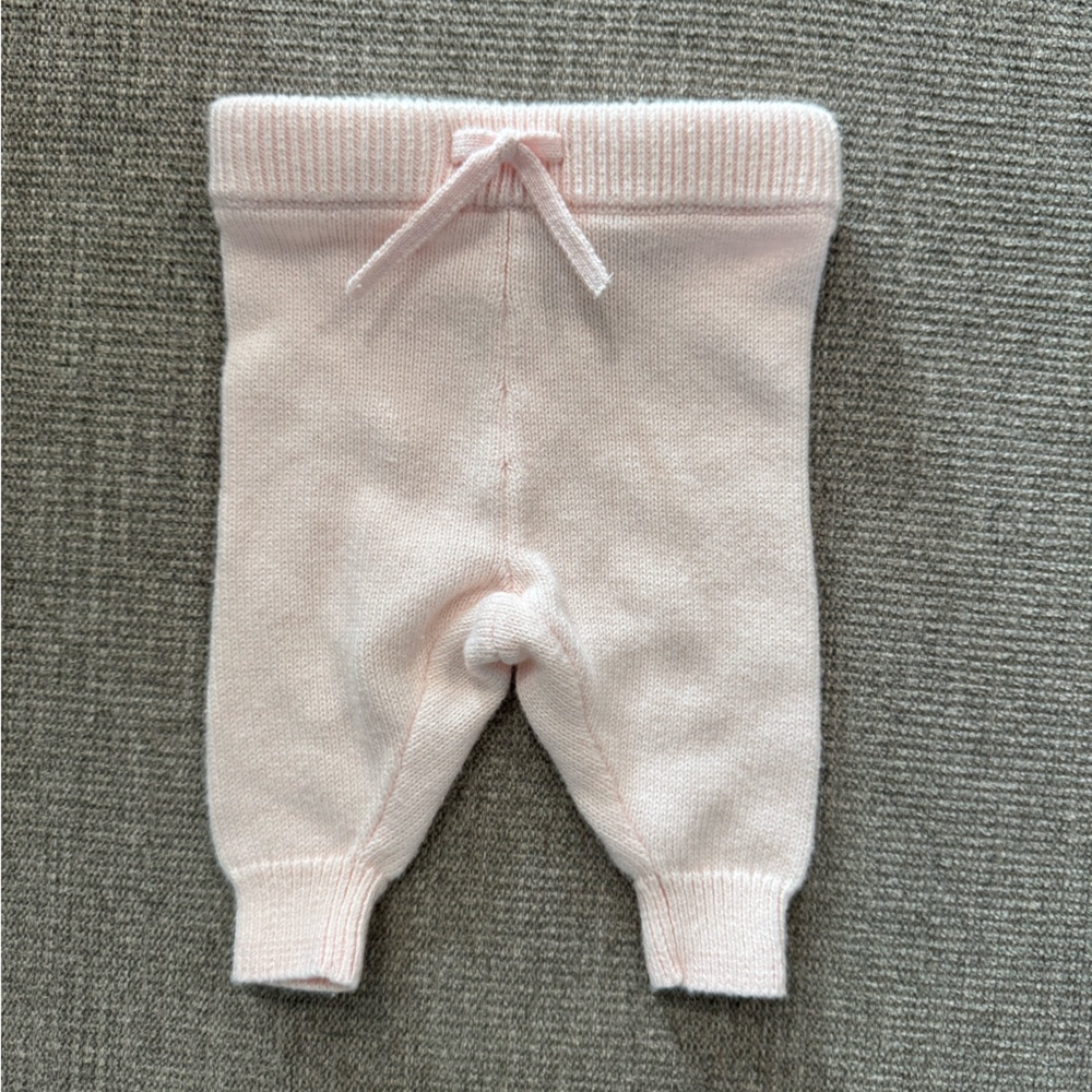 Janie and Jack knit pink pant soft baby sweats ribbed trim bottom newborns